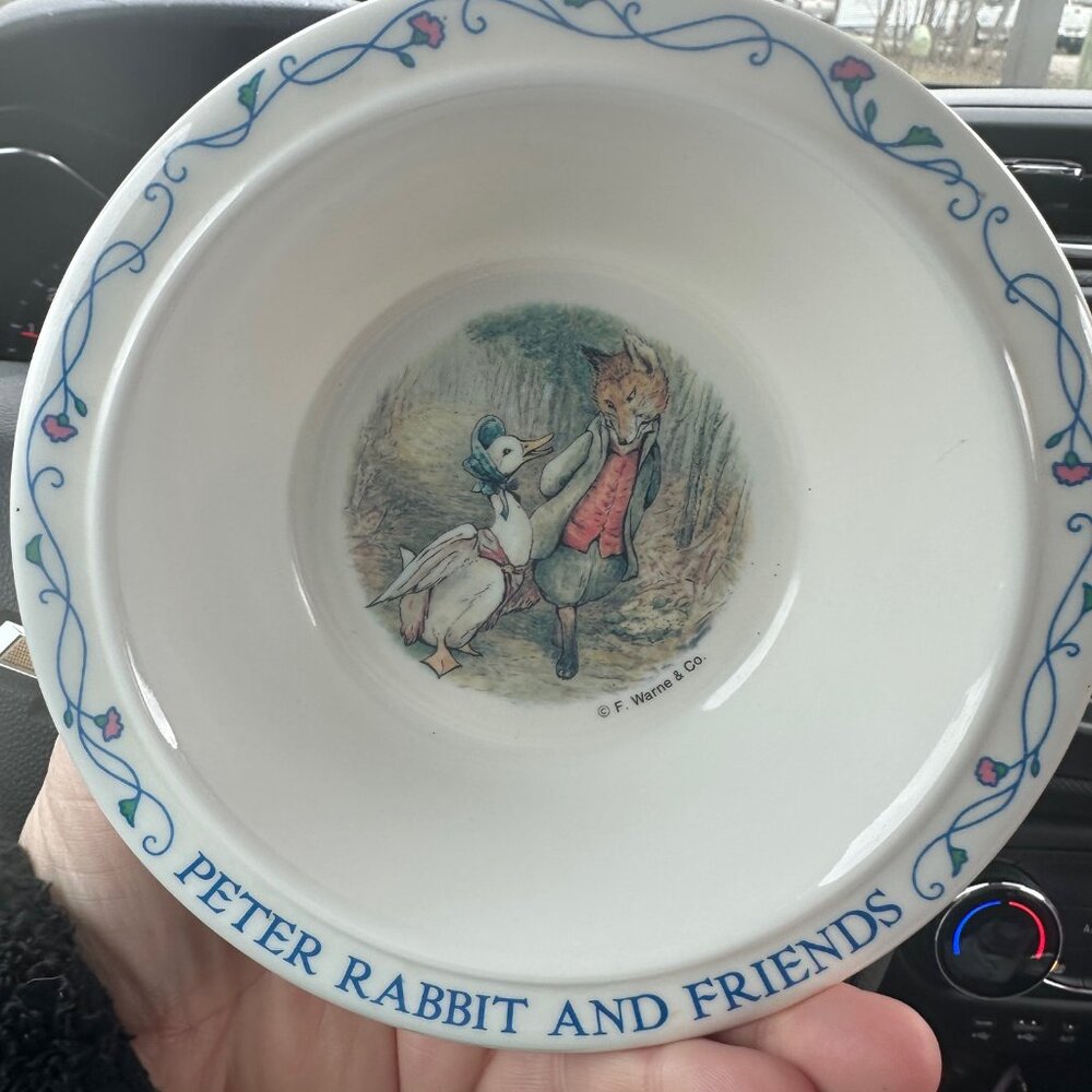 Vintage Beatrix Potter Peter Rabbit and Friends Toddler plate and bowl